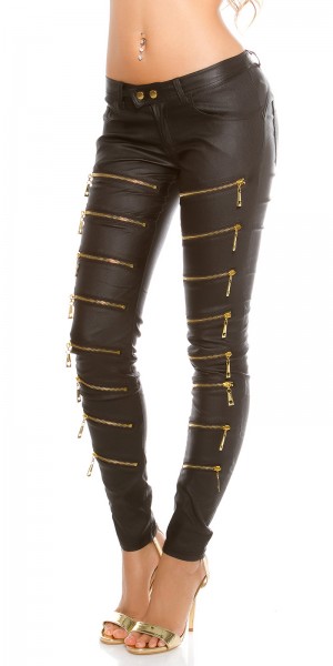 Koucla Sexy KouCla Lederlook Hose mit Deko Zips Neuheiten