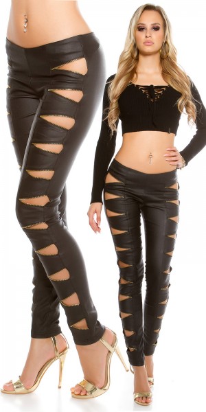Koucla Sexy KouCla Lederlook Hose open Zips Kauf eins, bekomm eins gratis