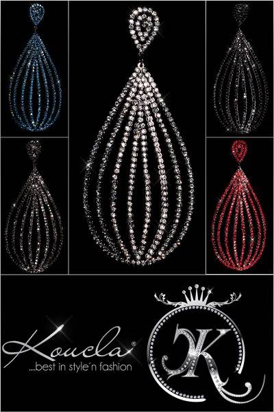 Koucla Elegante Strass Ohrhänger Tropfenform Tiefpreis
