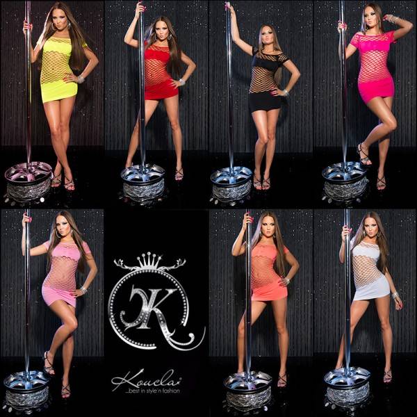 Koucla Sexy GoGo-Netzminikleid in Neonfarbe Bis zu 55% Rabatt