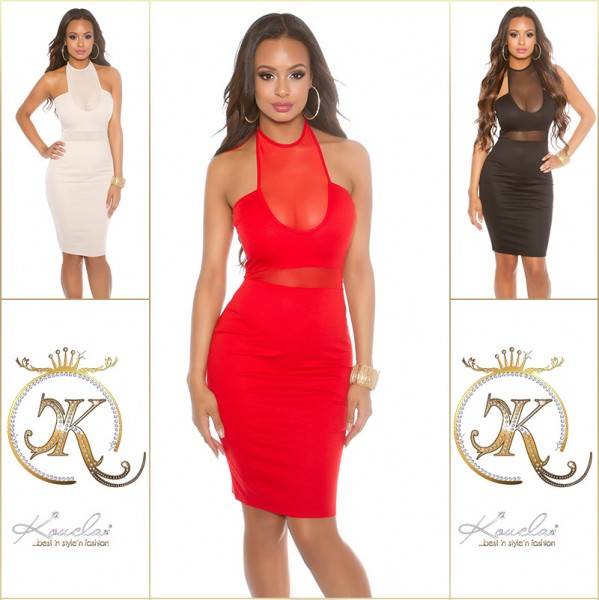 Koucla Sexy KouCla Neckholder Minikleid mit Mesh Einsatz Begrenztes Angebot