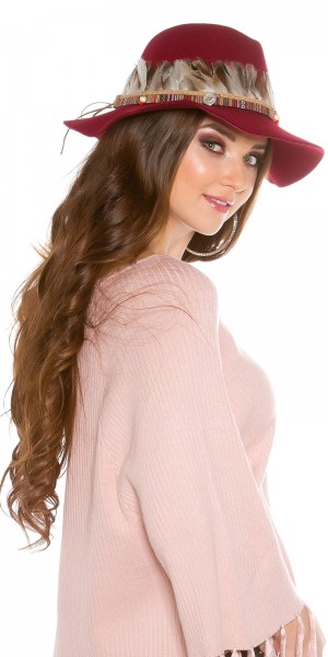 Koucla Trendy Fedora Hut mit Dekofedern & Dekoelementen Online Outlet