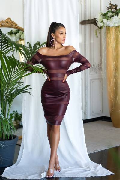 Koucla Sexy KouCla Wetlook Kleid JLo LooK, Mesh Einsätzen Neuheiten