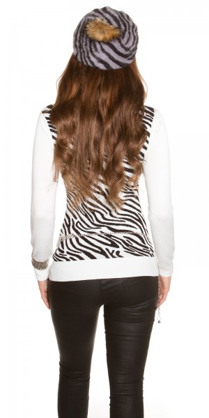 Koucla Trendy Zebra Baskenmütze mit PomPon 2025