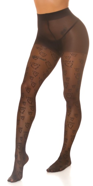 Koucla Sexy Strumpfhose mit Print "Love" Fabrikverkauf