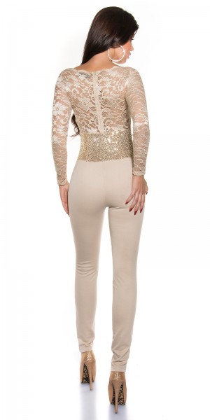 Koucla Sexy KouCla Partyoverall langarm Spitze+Pailletten Preisnachlass