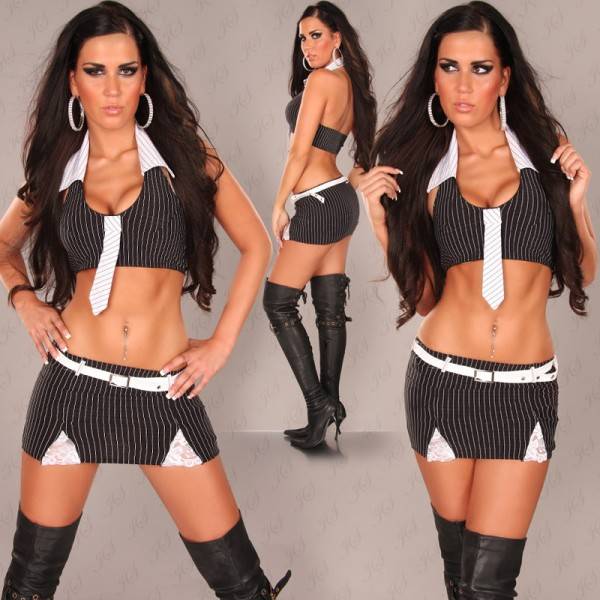 Koucla Sexy Gogo-Set: Top u. Krawatte +Minirock m. Gürtel 2025