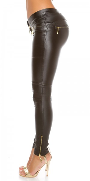 Koucla Sexy KouCla Lederlook Hose mit Zips Rabatt