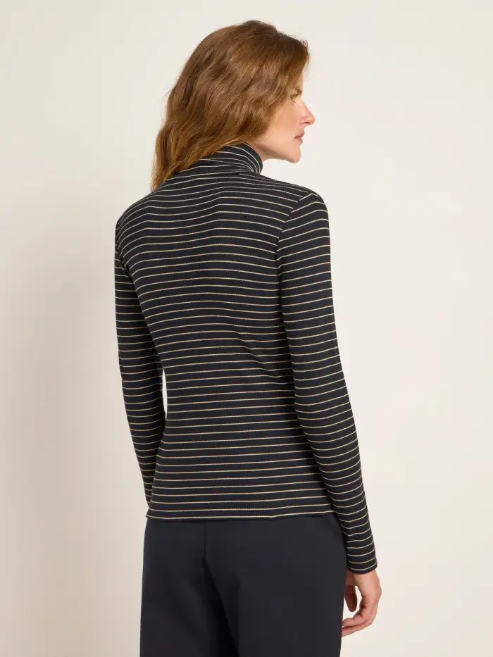 Lanius Streifen-Rollkragenshirt (GOTS) Neueste Stile