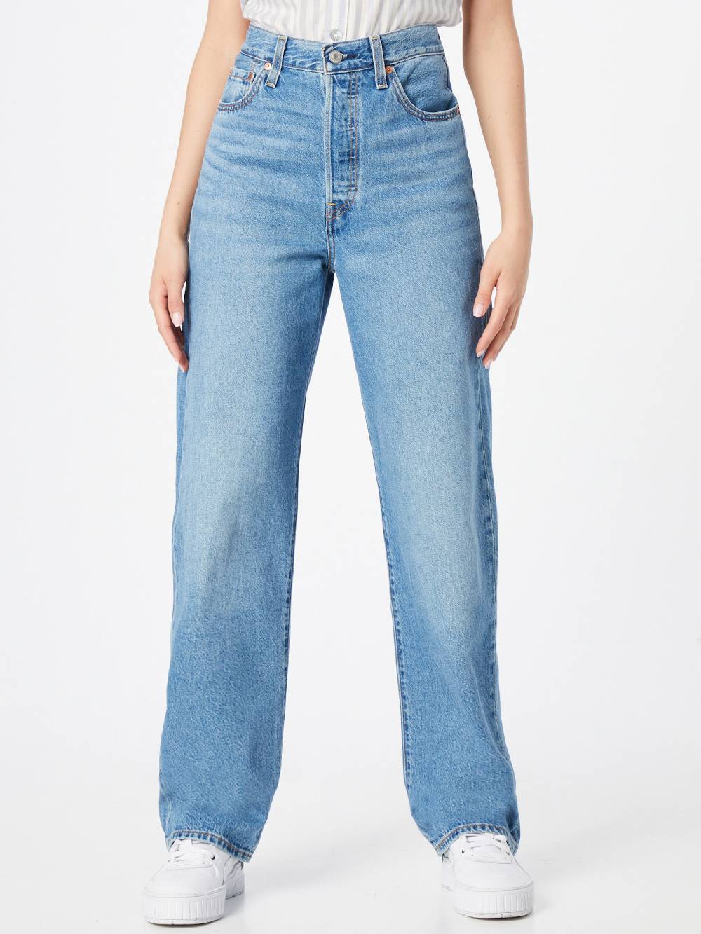 LEVI'S ® Regular Jeans 'Ribcage Straight Ankle Jeans' in Blue Denim Neueste Stile