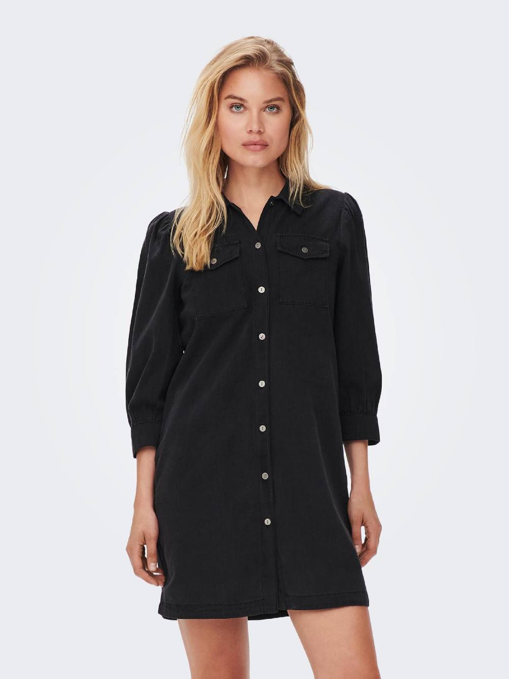ONLY Shirt Dress 'ONLFELICA' in Black Denim Meist gekauft
