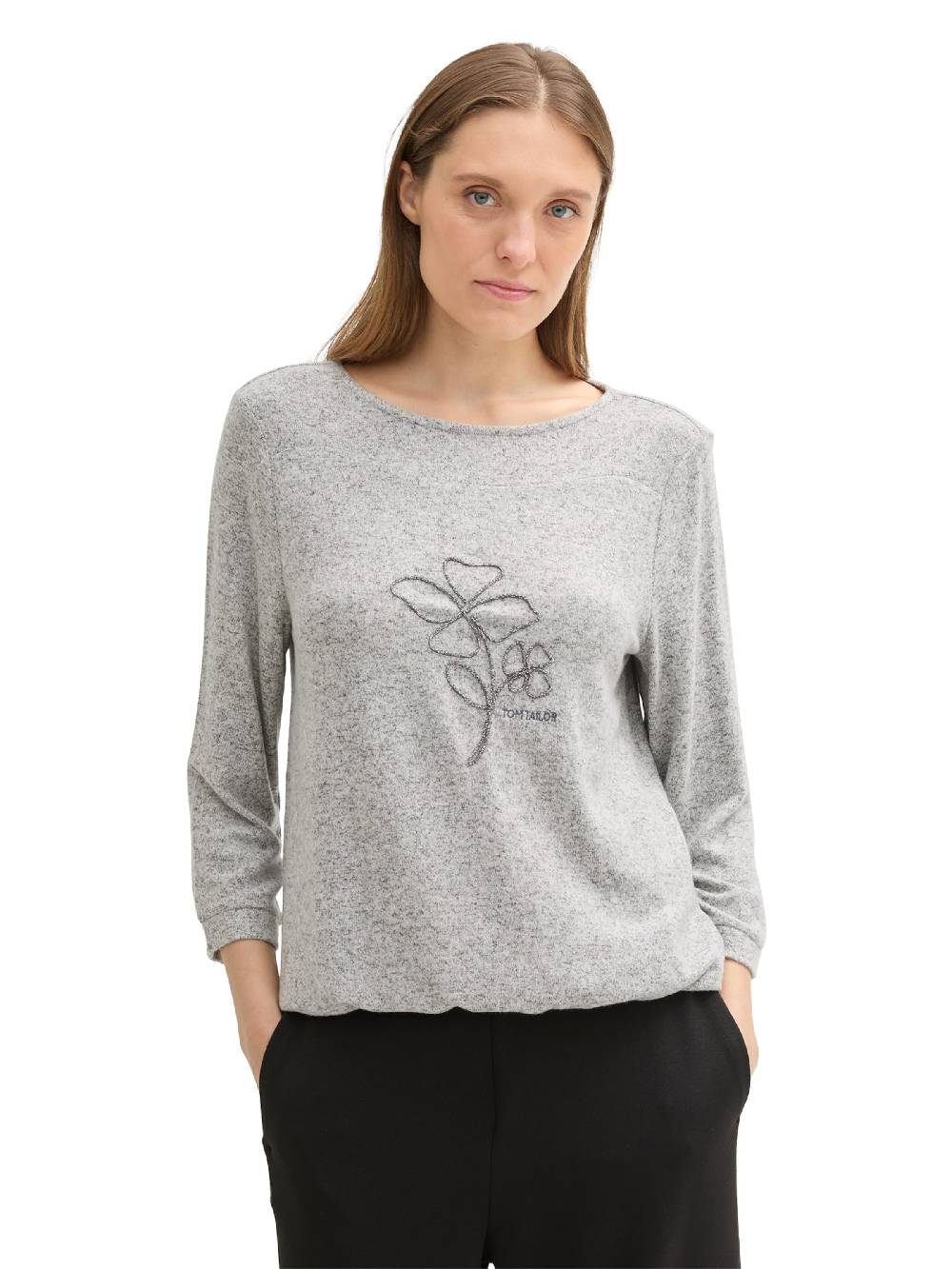TOM TAILOR Shirt in Mottled Grey Weihnachtsangebot
