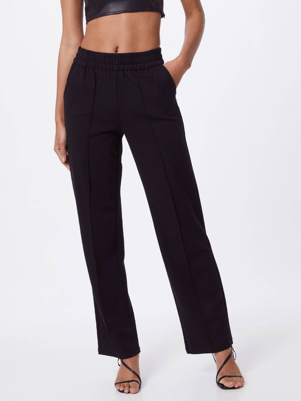 ONLY Wide leg Pleated Pants 'ONLPoptrash' in Black Bis zu 50% Rabatt