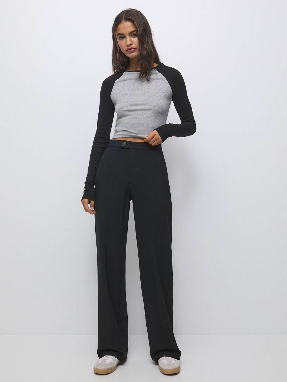 Pull&Bear Wide leg Pants in Black Black Friday Preise