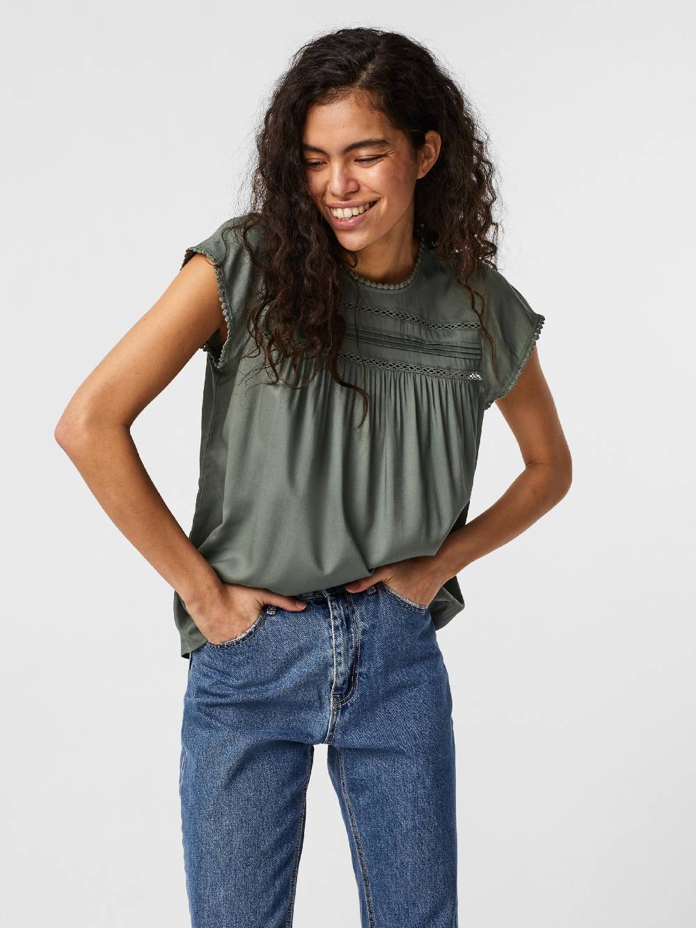 VERO MODA Blouse 'VMDebbie' in Green Neueste Mode