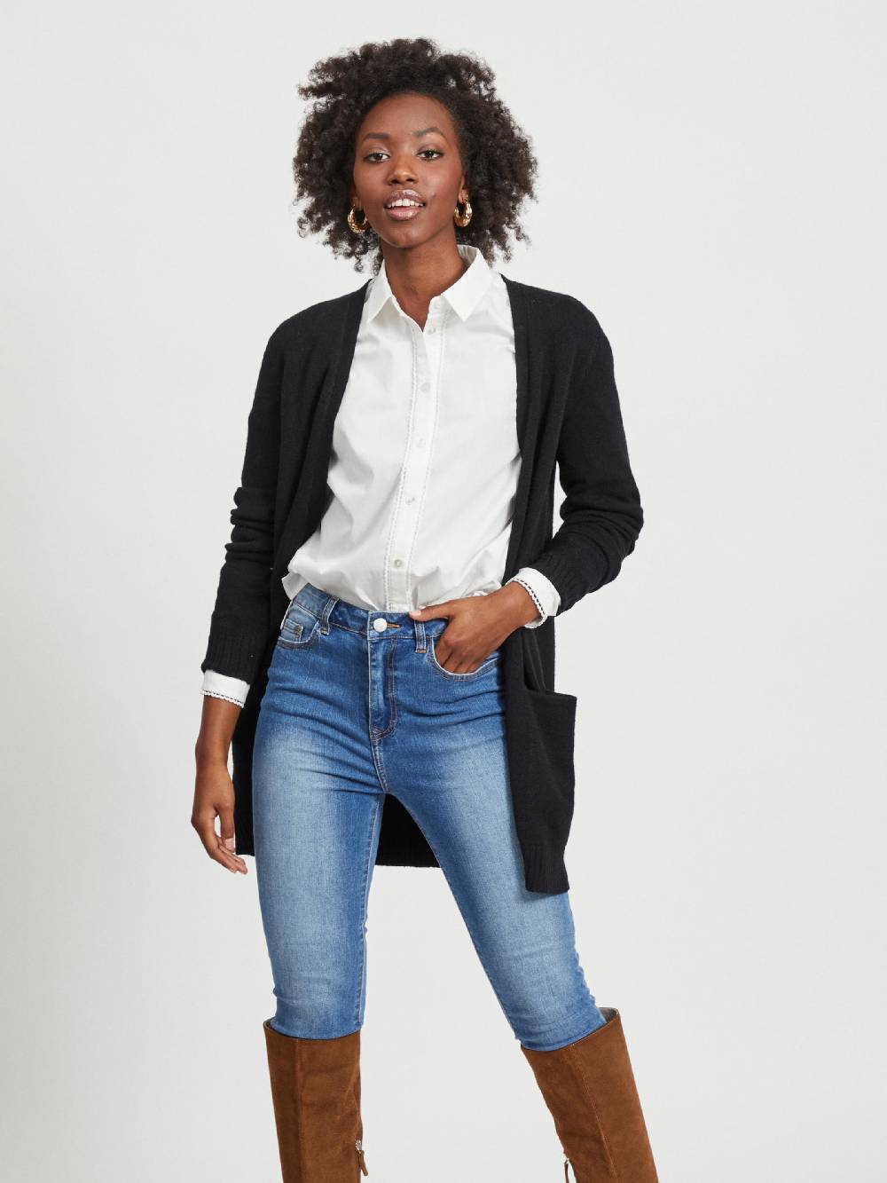 VILA Knit Cardigan 'Ril' in Black Kostenloser Versand
