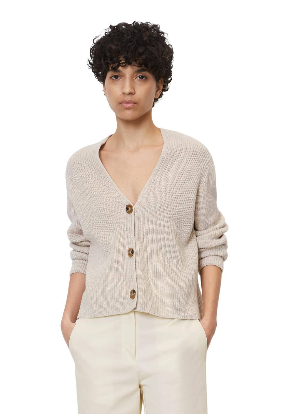 Marc O'Polo Knit Cardigan in Cream Rabatt
