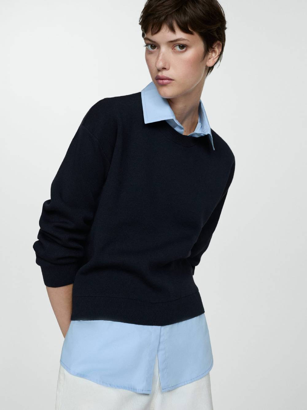 MANGO Sweater 'FEDE' in Navy, Light Blue Heißer Verkauf