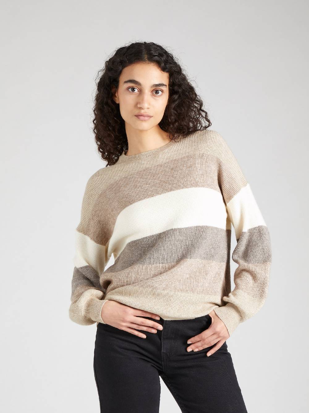 ONLY Sweater 'Atia' in Dark Beige, Mottled Beige Top Angebot