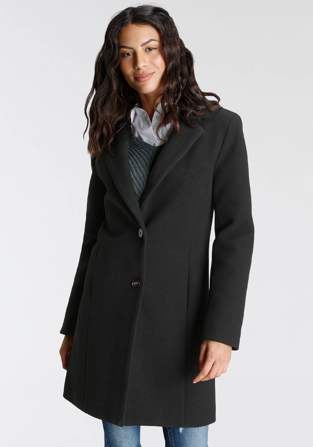 LAURA SCOTT Between-Seasons Coat in Black 50% Rabatt für begrenzte Zeit