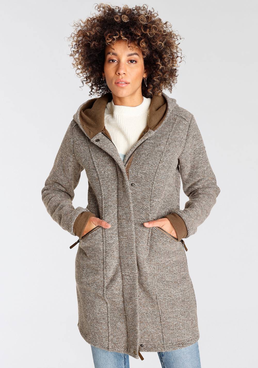 POLARINO Between-Seasons Coat in Brown Hotsell