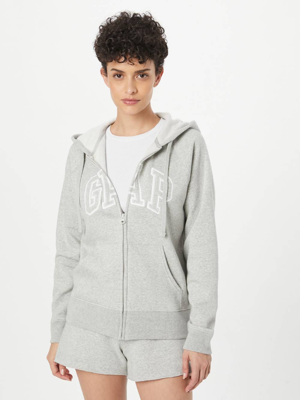 GAP Zip-Up Hoodie in Mottled Grey Heißer Verkauf