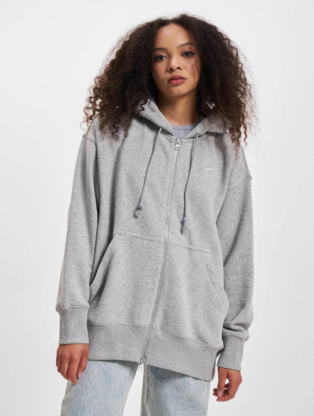 Nike Sportswear Zip-Up Hoodie 'Phoenix FLC' in Mottled Grey Blitzangebot