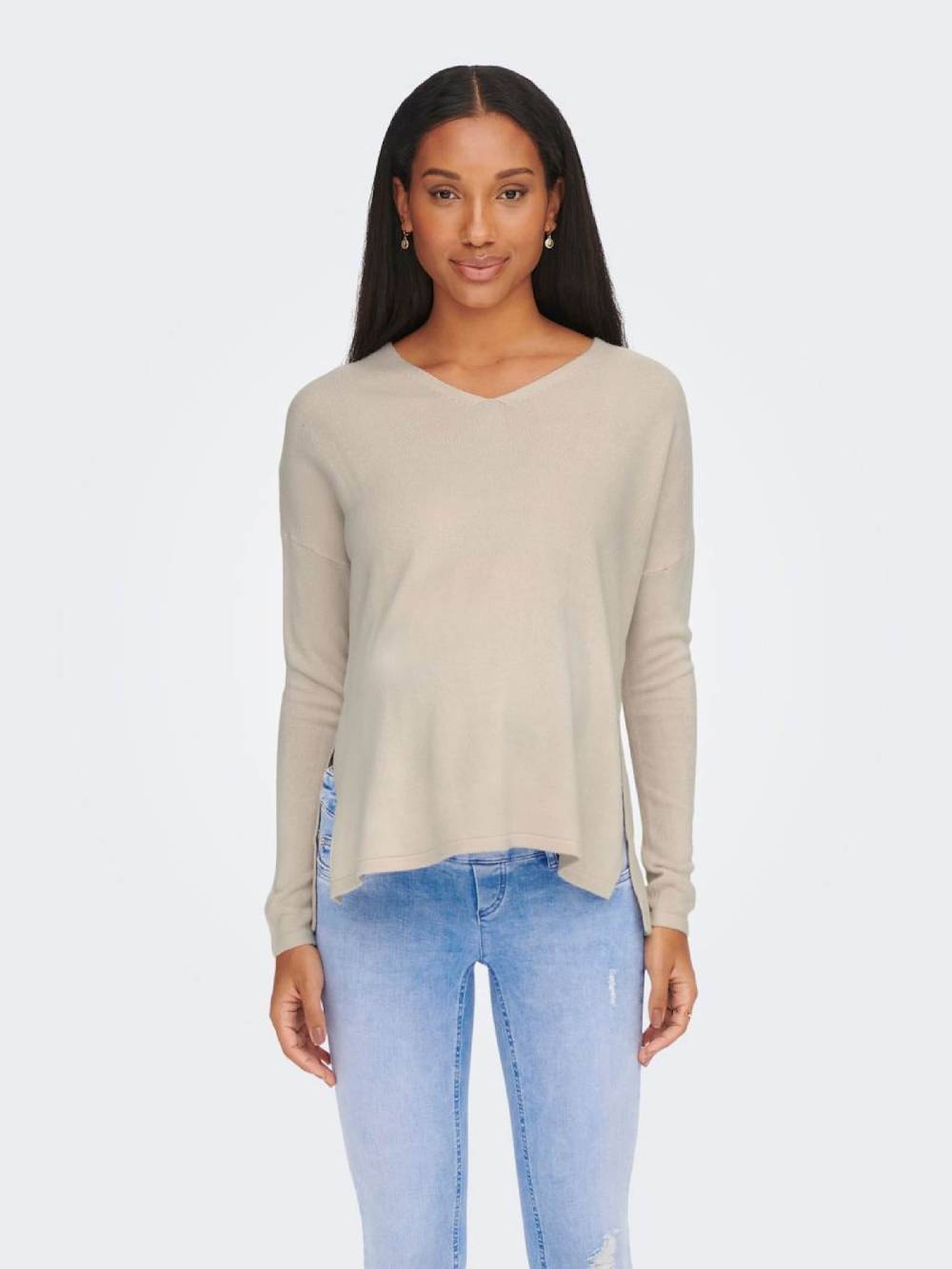 Only Maternity Sweater 'OLMAMALIA' in Beige Bis zu 50% Rabatt