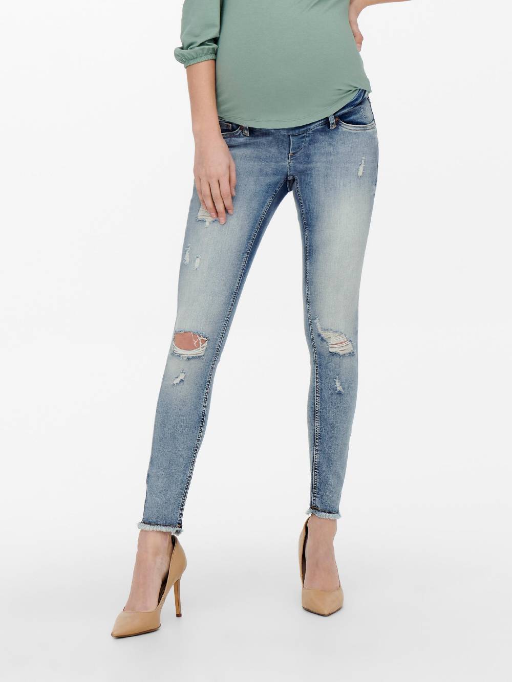 Only Maternity Skinny Jeans 'Onlblush' in Blue Denim Vierteljährliche Förderung