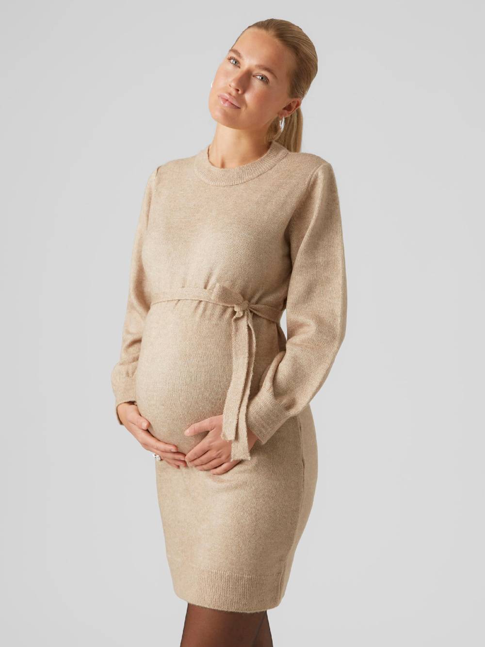 MAMALICIOUS Knitted dress 'New Anne' in Mottled Beige Discount Store für neue Produkte