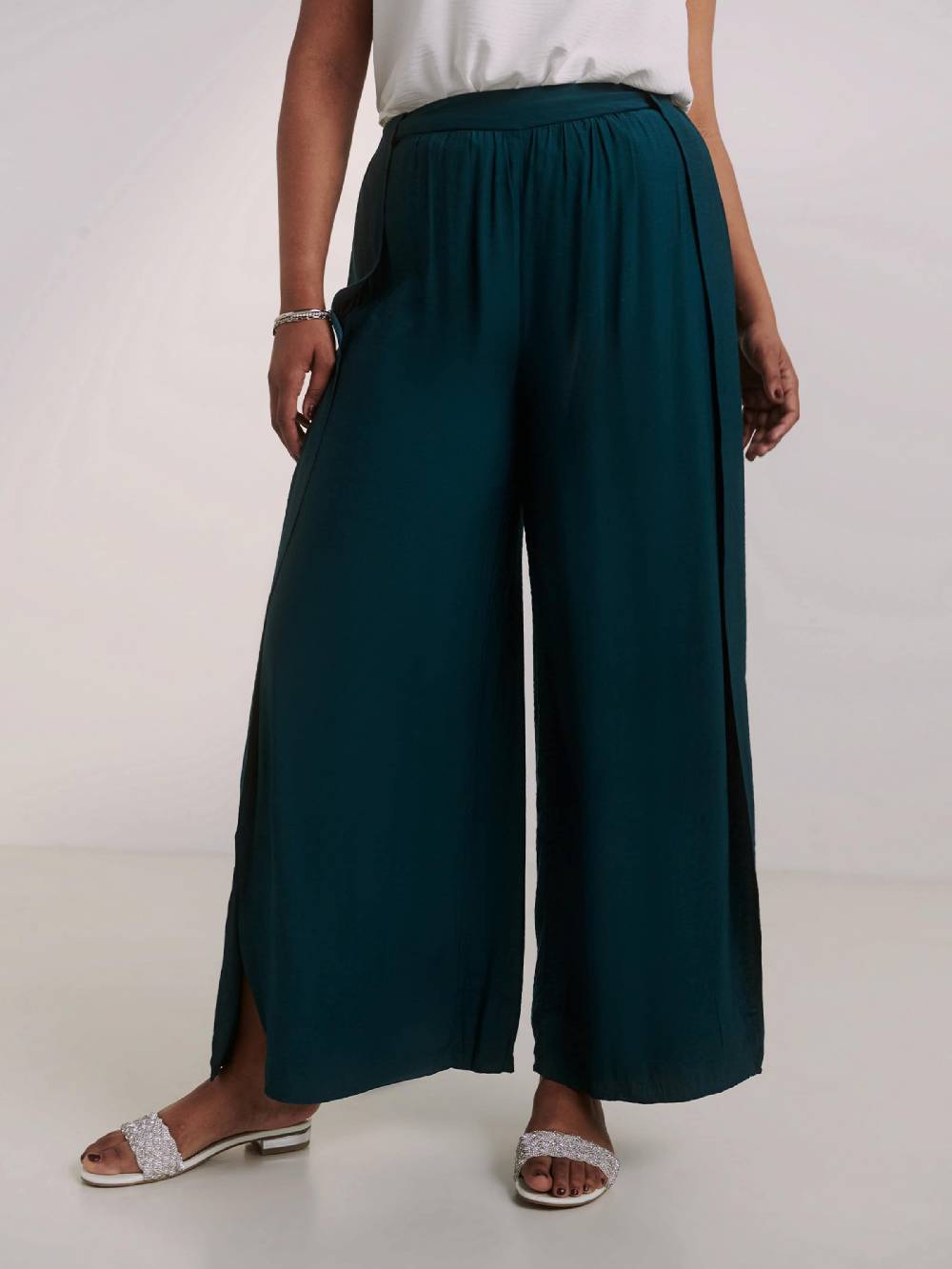 Guido Maria Kretschmer Curvy Wide leg Pants 'Darlin' in Petrol Online Shopping