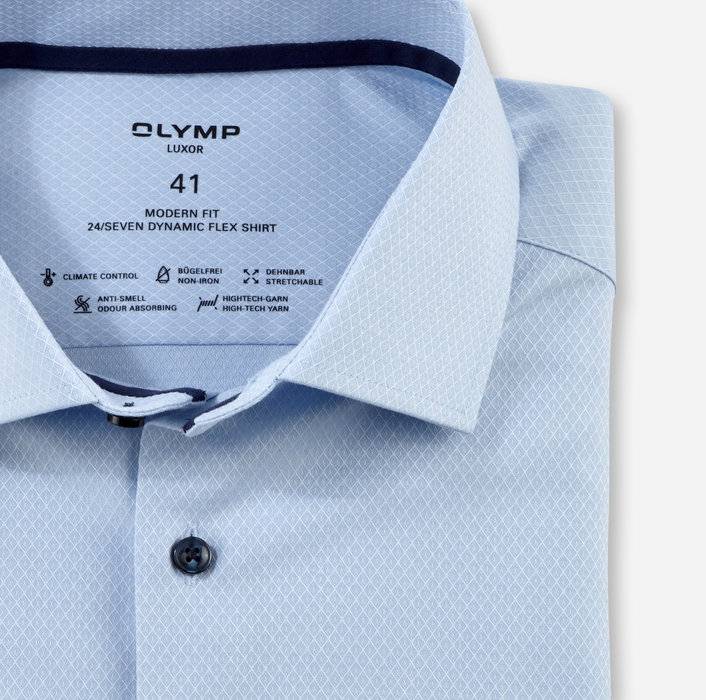 Oblymp Luxor 24/SevenBusinesshemd, modern fit, Global Kent, Bleu VIP-Rabatte