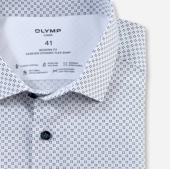 Oblymp Luxor 24/SevenBusinesshemd, modern fit, Modern Kent, Weiß Kostenlose Rückgabe