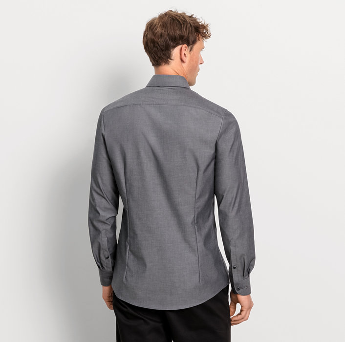 Oblymp Level FiveBusinesshemd, body fit, New York Kent, Graphit Sonderangebot der Fabrik