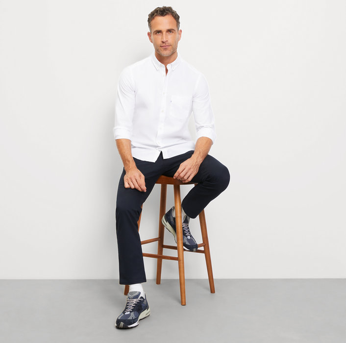 Oblymp Casual, Freizeithemd, regular fit, Button-down, Weiß Fabrikverkauf