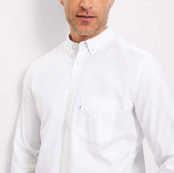 Oblymp Casual, Freizeithemd, regular fit, Button-down, Weiß Fabrikverkauf