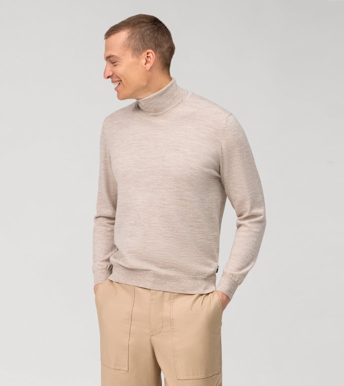Oblymp Casual Strick, Rollkragen, Hellbeige