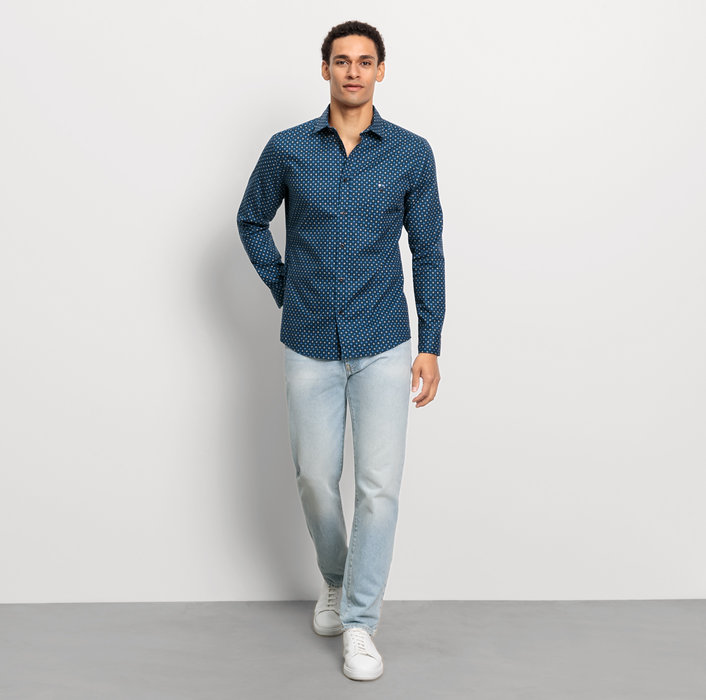 Oblymp Casual, Freizeithemd, regular fit, Kent, Marine Kostenloser Versand international