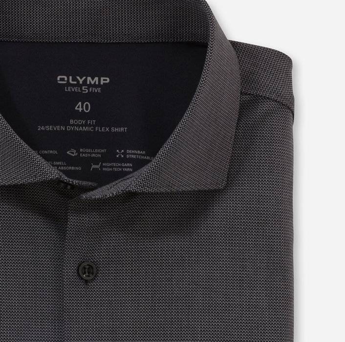 Oblymp Level Five 24/Seven, Businesshemd, body fit, Kent, Schwarz Osterangebot