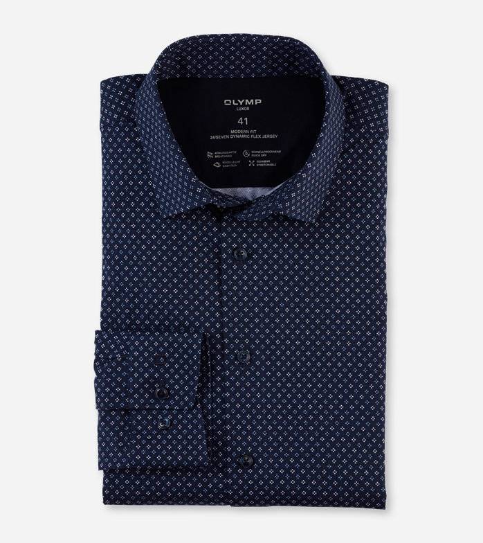Oblymp Luxor 24/Seven, Businesshemd, modern fit, New Kent, Marine