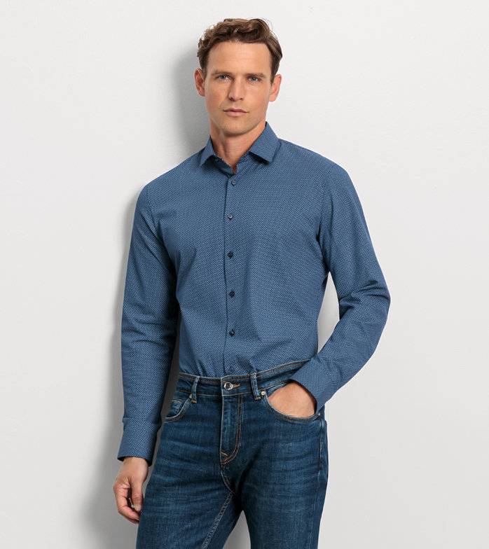 Oblymp No. Six 24/Seven, Businesshemd, super slim, Modern Kent, Marine