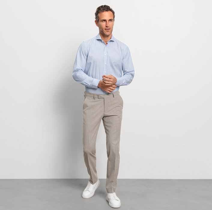 Oblymp Level Five garment washed, Businesshemd, body fit, Haifisch, Bleu Zeitlich begrenztes Angebot