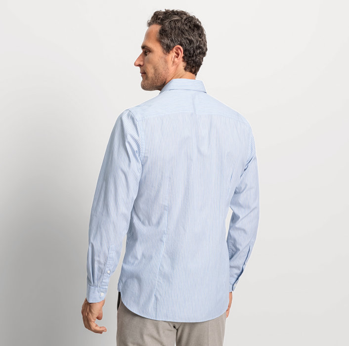 Oblymp Level Five garment washed, Businesshemd, body fit, Haifisch, Bleu Zeitlich begrenztes Angebot