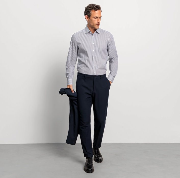 Oblymp Level Five, Businesshemd, body fit, New York Kent, Marine Sonderangebote