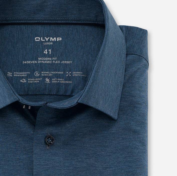 Oblymp Luxor 24/Seven, Businesshemd, modern fit, New Kent, Rauchblau Räumungsverkauf