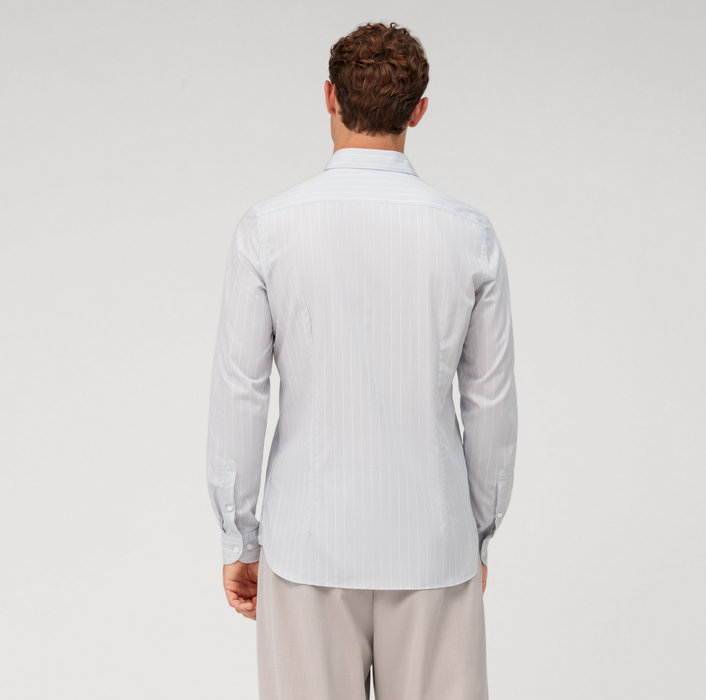 Oblymp Level Five garment washed, Businesshemd, body fit, Kent, Silbergrau Im Verkauf