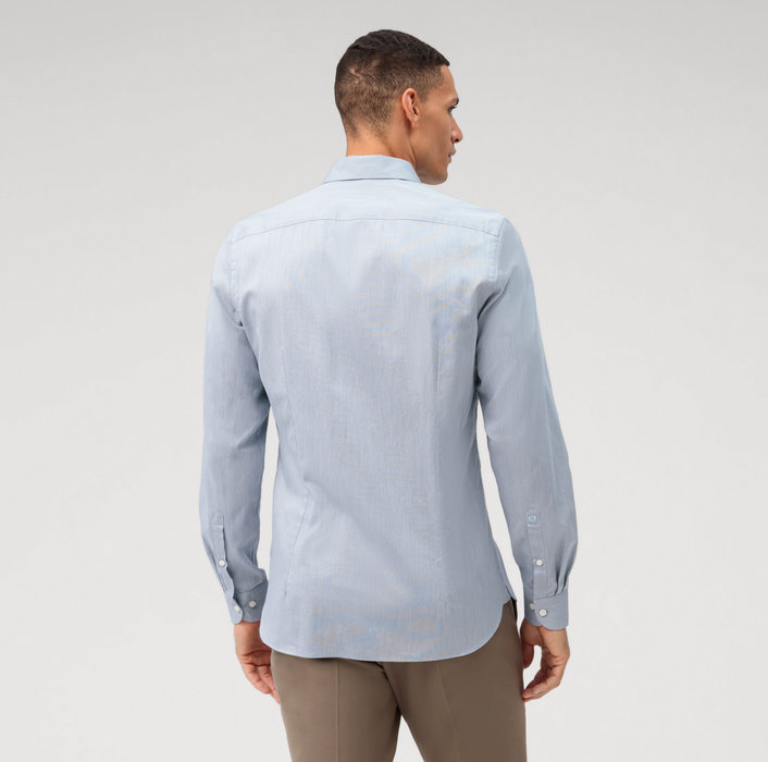 Oblymp Level Five garment washed, Businesshemd, body fit, Kent, Bleu 50% Rabatt für begrenzte Zeit