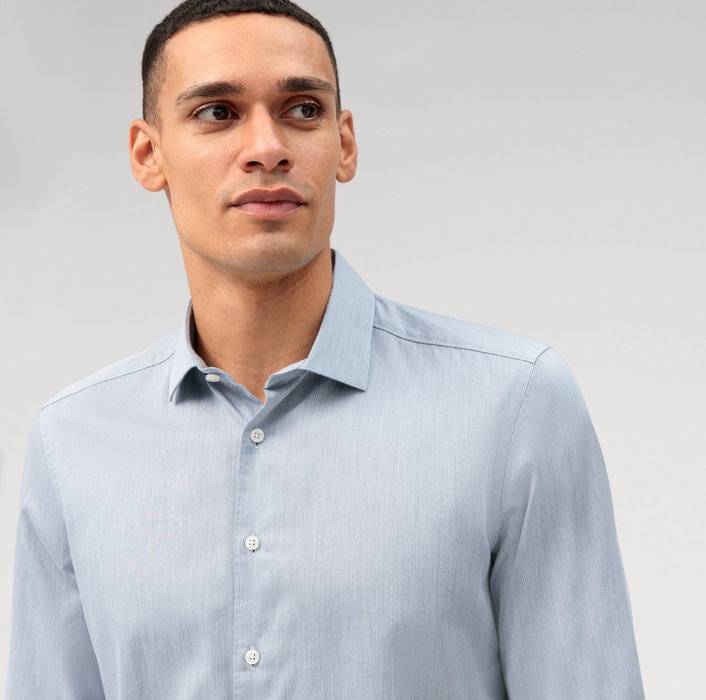 Oblymp Level Five garment washed, Businesshemd, body fit, Kent, Bleu 50% Rabatt für begrenzte Zeit