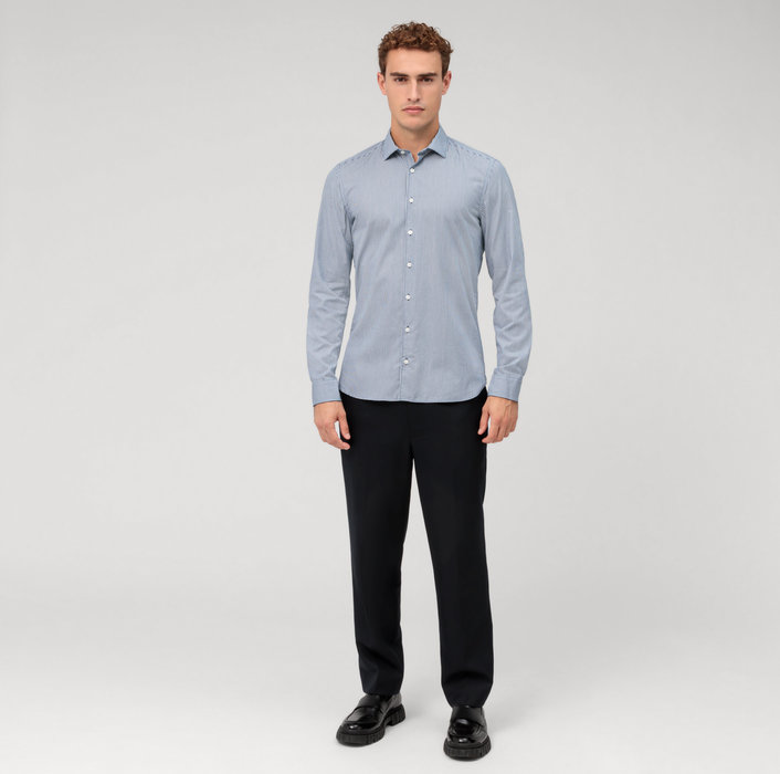 Oblymp Level Five garment washed, Businesshemd, body fit, Kent, Marine Online