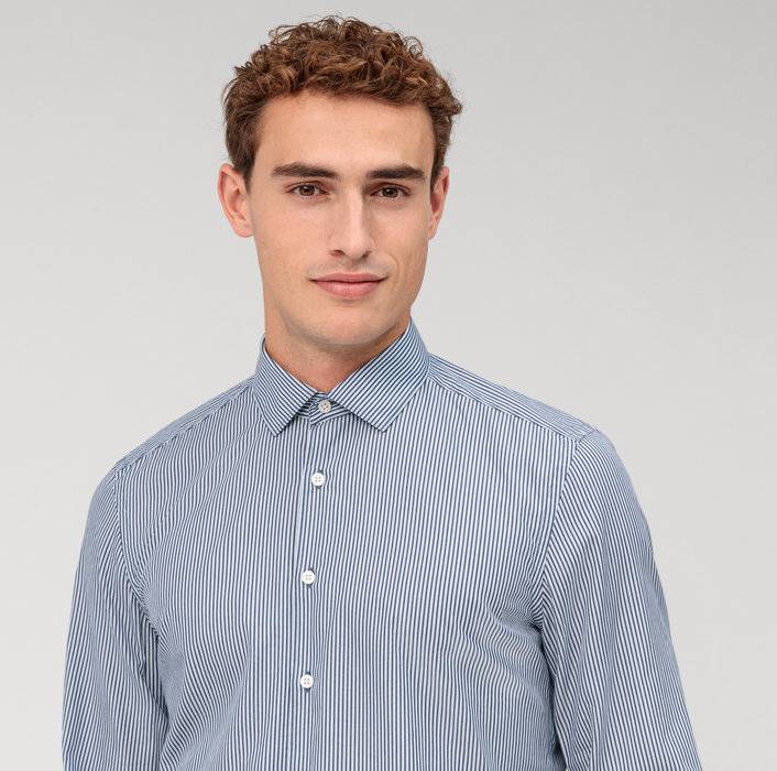 Oblymp Level Five garment washed, Businesshemd, body fit, Kent, Marine Online